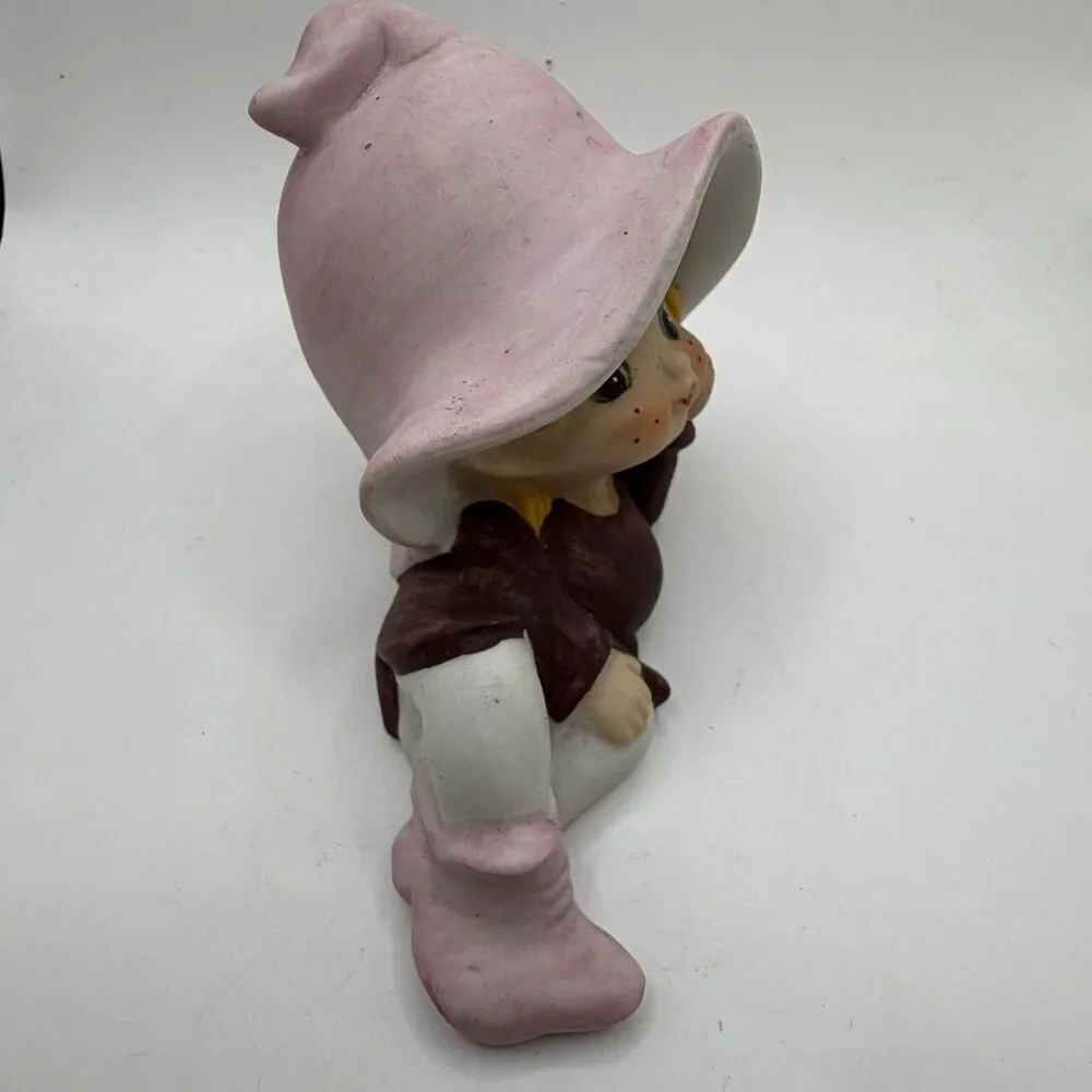 Vintage Homco Pink Elf Pixie Porcelain Figurine 5213 Home Interiors Decor Collec